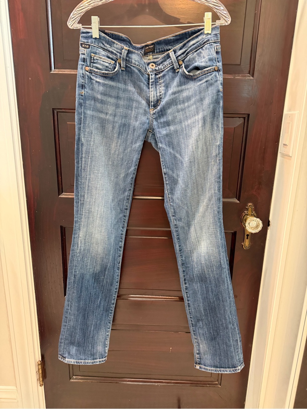 Citizens Of Humanity Straight Leg Blue Denim Jeans with Whiskering 30